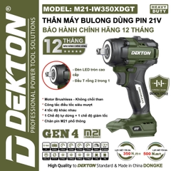 Thân Máy Siết Bulong Pin Dekton M21-IW350DGT – Lực Siết 350N.m, Động Cơ Brushless (Chính Hãng)