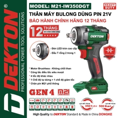 Thân Máy Siết Bulong Pin Dekton M21-IW350DGT – Lực Siết 350N.m, Động Cơ Brushless (Chính Hãng)