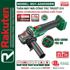 Thân Máy Mài Góc Pin 21V Rakuten M21-AG8500RK – Động Cơ Brushless, Công Tắc Trượt (Chính Hãng)