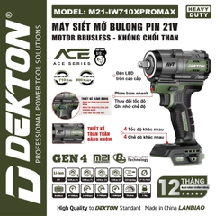 Thân Máy Siết Bulong Pin Dekton M21-IW710XPROMAX – Lực Siết 710Nm, Động Cơ Brushless (Chính Hãng)