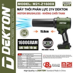 Thân Máy Thổi Phản Lực Pin 21V Dekton M21-Z1600 Heavy Duty – Động Cơ Không Chổi Than (Lực Thổi 1600g)