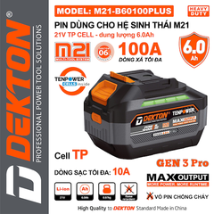 Pin DEKTON M21 Plus 21V – Dùng Cho Máy Khoan, Cắt, Siết Chân Phổ Thông hệ M21