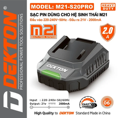 Sạc Pin 21V Dekton M21-S20PRO Heavy Duty – Dòng Sạc 2.0A (Chân Pin Phổ Thông M21)