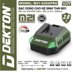 Sạc Pin 21V Dekton M21-S20PRO Heavy Duty – Dòng Sạc 2.0A (Chân Pin Phổ Thông M21)
