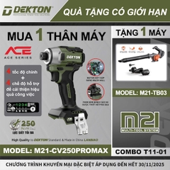 Combo Máy Siết Vít Pin Dekton M21-CV250PROMAX 250Nm Tặng Máy Thổi Bụi Pin M21-TB03 (T11-O1)