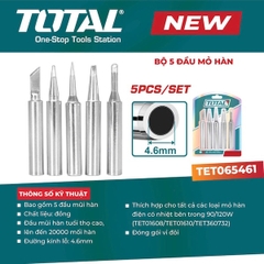 Bộ 5 đầu mũi mỏ hàn TOTAL TET065461 - Chất liệu đồng cao cấp