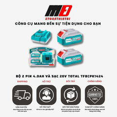 Pin Và Sạc Cho Dòng Máy Pin 20V Total đầy đủ phân loại