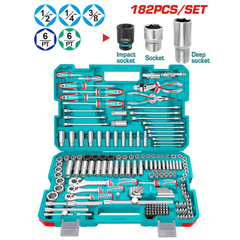 Bộ Dụng Cụ Cơ Khí Total THKTHP61827 182 Chi Tiết Đầu Tuýp Cờ Lê Mũi Vít Chuyên Nghiệp
