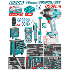 Tủ đồ nghề 7 ngăn 369 chi tiết TOTAL THPTCS83692 - Máy siết bu lông 850Nm & Phụ kiện chuyên dụng