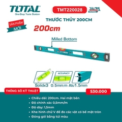 Thước Thủy Cân Bằng Total TMT2 – Độ Chính Xác Cao 0.5mm/m (100cm, 120cm, 150cm, 180cm, 200cm)