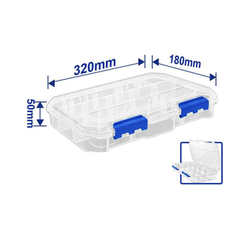 Hộp nhựa trong suốt chia 13 ngăn đựng linh  kiện 320x180x50mm WADFOW WTB8342