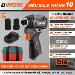 Bộ Máy Vặn Vít DEKTON D16-CV180XPRO Siêu Lực, Kèm 2 Pin Xả Cao 2.5Ah