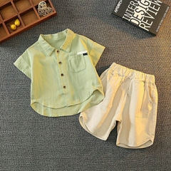 Bộ sơ mi cotton bé trai