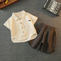 Bộ sơ mi cotton bé trai