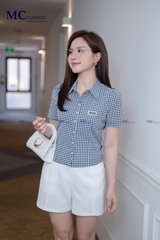 ÁO THỜI TRANG CỔ ĐỨC KẺ Ô VUÔNG AT210