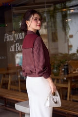 SƠ MI THỜI TRANG KẺ Ô VUÔNG KHĂN CHOÀNG AT247
