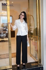 ÁO THỜI TRANG MỘT MÀU TAY VOAN BỒNG AT220