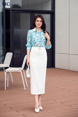 SƠ MI THỜI TRANG HỌA TIẾT HOA CỔ PHỐI AT250