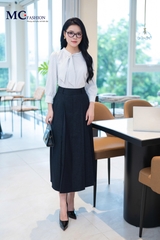 CHÂN VÁY XẾP LY BẢN TO CHẤT JEAN CV140