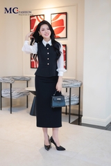 ÁO THỜI TRANG KÍ GIẢ PHỐI CỔ VÀ TAY AT231