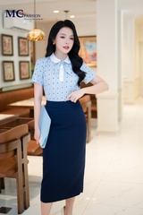 ÁO THỜI TRANG PHỐI CỔ HỌA THIẾT CHẤM BI AT223