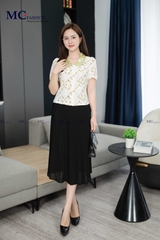 ÁO THỜI TRANG HỌA TIẾT HOA NHÍ CỔ PHỐI VÀ HOA CỔ AT205