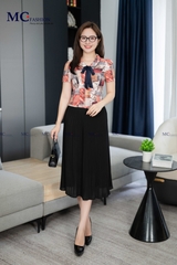 ÁO THỜI TRANG HỌA TIẾT CỔ SEN PHỐI NƠ