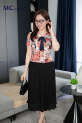 ÁO THỜI TRANG HỌA TIẾT CỔ SEN PHỐI NƠ
