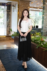 CHÂN VÁY XÒE XẾP LY DÀI CV129