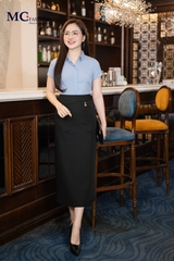 CHÂN VÁY DÁNG SUÔNG DÀI PHỤ KIỆN NHỎ GÓC TRÁI CV128