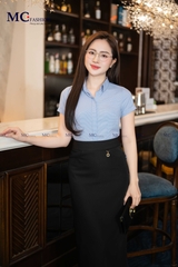 CHÂN VÁY DÁNG SUÔNG DÀI PHỤ KIỆN NHỎ GÓC TRÁI CV128