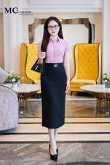 Áo sơ mi AB113 hồng, chất vải  lụa ngọc trai . form ôm dáng chuẩn