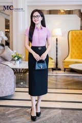 Áo sơ mi AB113 hồng, chất vải  lụa ngọc trai . form ôm dáng chuẩn