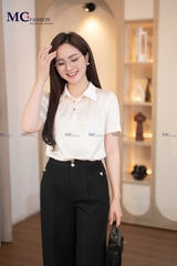 ÁO SƠ MI THỜI TRANG CHẤM BI CỔ PHỐI AT181
