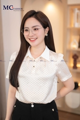 ÁO SƠ MI THỜI TRANG CHẤM BI CỔ PHỐI AT181