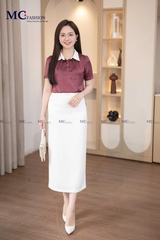 ÁO SƠ MI THỜI TRANG CHẤM BI CỔ PHỐI AT181