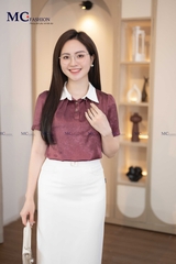 ÁO SƠ MI THỜI TRANG CHẤM BI CỔ PHỐI AT181