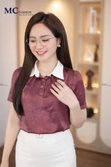 ÁO SƠ MI THỜI TRANG CHẤM BI CỔ PHỐI AT181