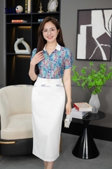 ÁO SƠ MI TƠ HOA NỮ TÍNH AT188