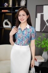 ÁO SƠ MI TƠ HOA NỮ TÍNH AT188