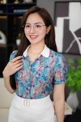 ÁO SƠ MI TƠ HOA NỮ TÍNH AT188