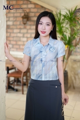 SƠ MI THỜI TRANG PHỐI BÈO VÀ HOA NGỰC AT194