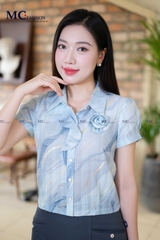 SƠ MI THỜI TRANG PHỐI BÈO VÀ HOA NGỰC AT194