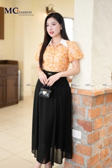 SƠ MI THỜI TRANG TAY BỒNG HỌA TIẾT HOA AT199