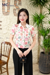ÁO SƠ MI THỜI TRANG HỌA TIẾT HOA CỔ PHỐI TRƠN AT197
