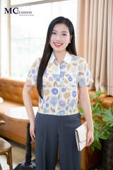 ÁO SƠ MI THỜI TRANG HỌA TIẾT HOA CỔ PHỐI TRƠN AT197