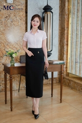 CHÂN VÁY DÁNG SUÔNG DÀI PHỤ KIỆN NHỎ GÓC TRÁI CV128