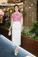 SƠ MI THỜI TRANG HỌA TIẾT HOA PHỐI CỔ TRƠN AT201