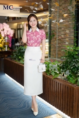 SƠ MI THỜI TRANG HỌA TIẾT HOA PHỐI CỔ TRƠN AT201