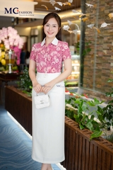 SƠ MI THỜI TRANG HỌA TIẾT HOA PHỐI CỔ TRƠN AT201